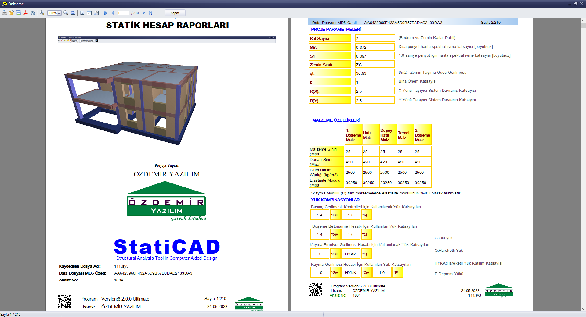 StatiCAD report preview