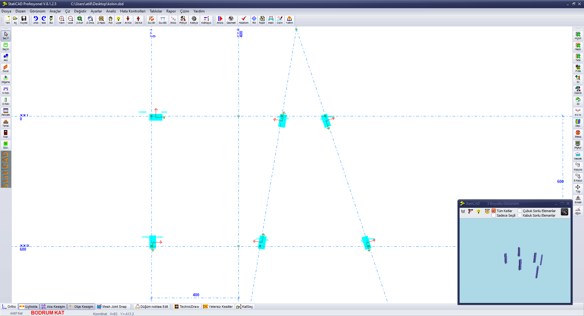 Column / Vertical Tie Beam Drawing